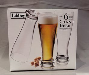 Libbey Giant Beer Pilsner Glasses – Set of 6 – New in Box