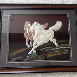 Two Horses 3D Picture Frame Wall Decor