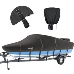 Tuszom 800D Boat Cover Marine Grade Polyester Canvas Trailerable Full Size Boat Cover 