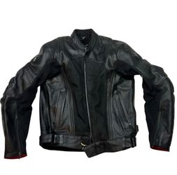 REV'IT Ignition 3 Leather Mesh Motorcycle Jacket 50 Medium Black Hydratex Armor