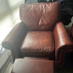 Leather Recliner - Burgundy (set 1 of 3)