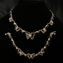 Mother’s Day Pink Butterfly Complete Necklace Set 