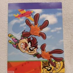 Vintage Looney tunes skydiving taz 2 pockets folder