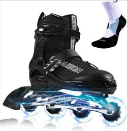 NEW Adjustable Inline Skates for Kids and Adults with Full Light Up Wheels (5-8Women/4-7Kids Men)
