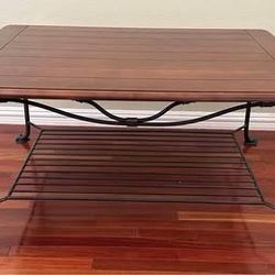 Solid Wood, Wrought Iron Coffee Table