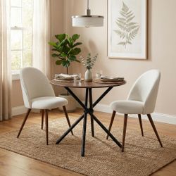 Fontana 3 Piece Brown Dining Table Set with 2 Haven Upholstered Chairs