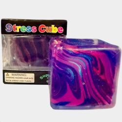 Marble Swirl Stress Cube 3.5cm Squeeze Squish 4 Color Options
