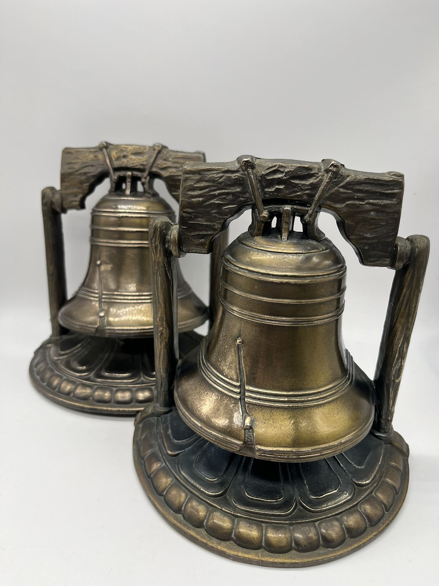 Vintage 1974 S.C.C.Brass Liberty Bells Bookends. Set Of 2 Pieces