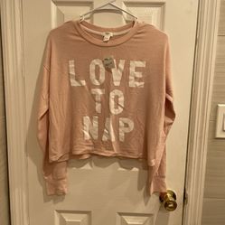 Forever 21 “Love to Nap” cropped knit top size M