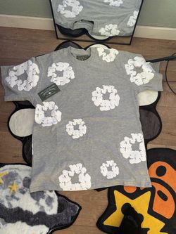 Denim tears T-shirt grey white flower