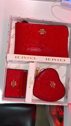 Coach Red Signature Leather 3-Piece Gift Set