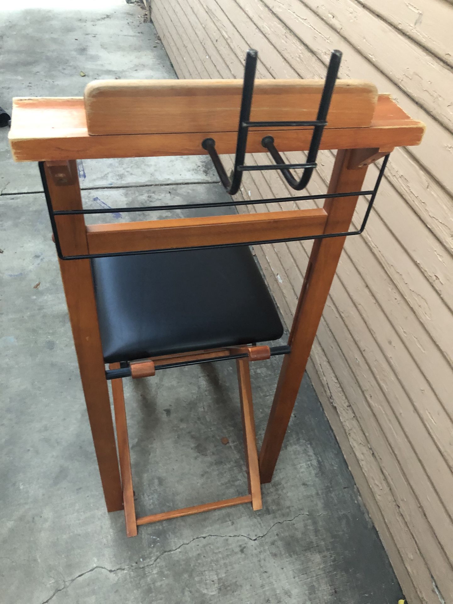 Wooden Folding Chair with Black Cushion
