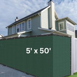 5 x 50 FT Green Heavy-Duty Privacy Fence Screen - Commercial Grade Shade Cover