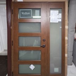 New 53W x 81H Impact Aluminum Door with Sidelite (Privacy Glass).