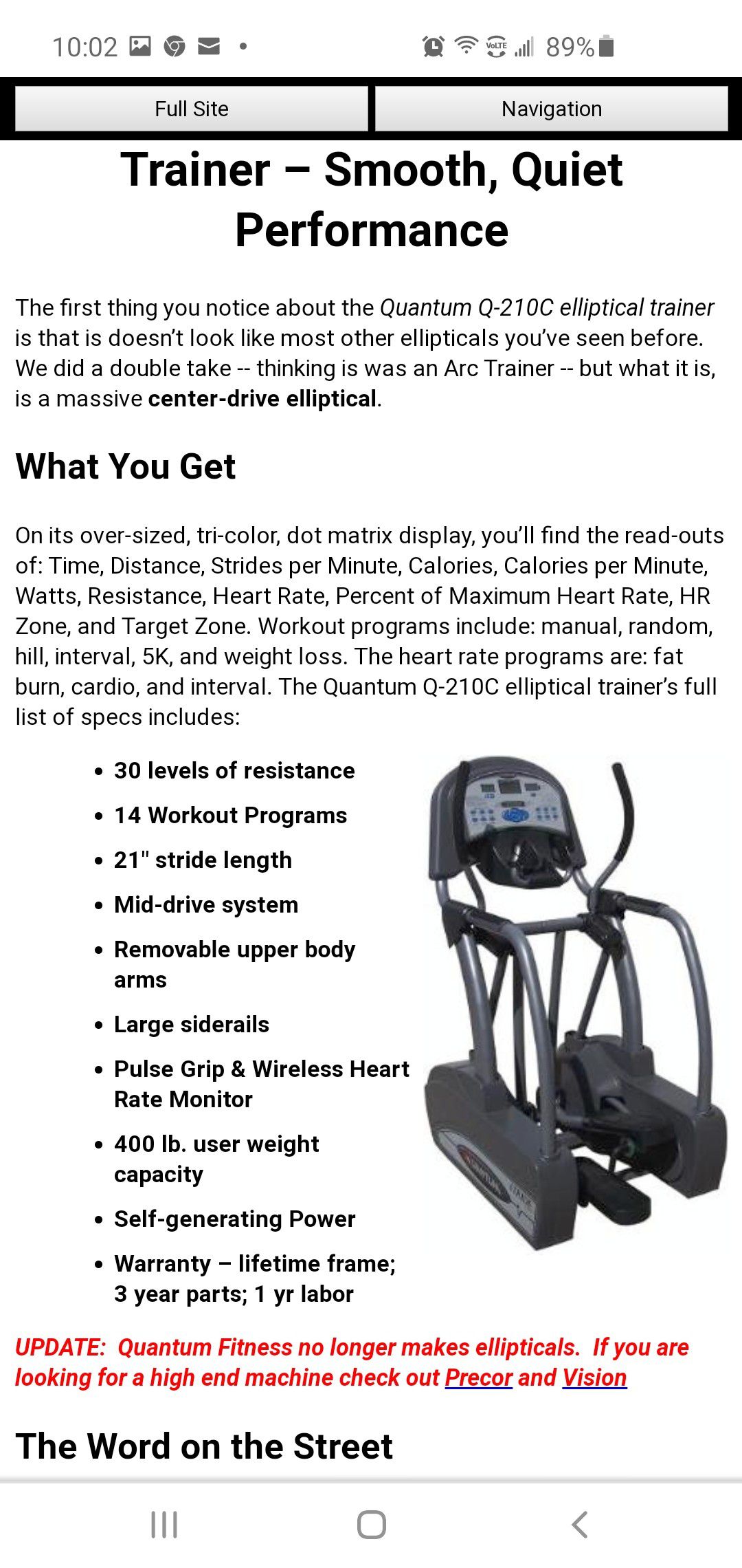 Commercial 400lb weight capacity Elliptical