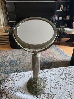Antique Silver-played Round Dressing Vanity Table Makeup/Shaving Mirror