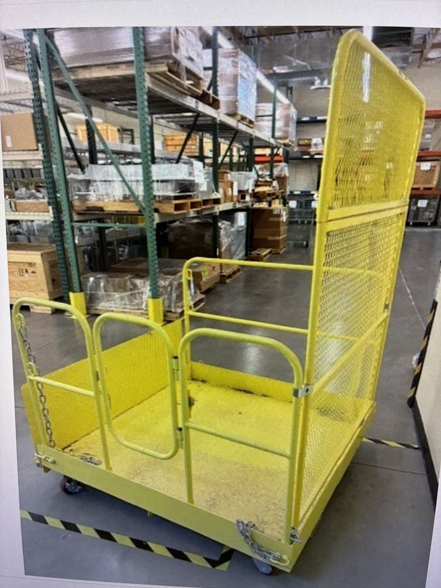 Steel Work Forklift Platform 55” X 53” X 72”. 1400 Lb capacity - USED