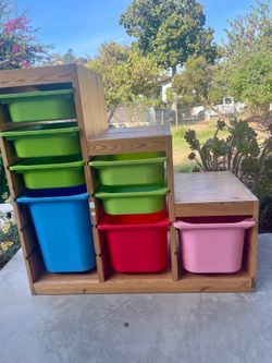 Storage bin cabinet and shelves