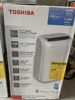 Toshiba 8,000 BTU portable air conditioner designed for spaces up to 350 sq. ft.