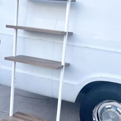 Nice White Metal Frame Rustic Wall Mount Bookcase w/ Large Bottom Shelf