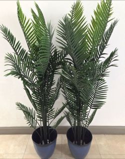 PAIR of 6ft Faux Areca Palms in 13in Blue Planters (2 for $140) @ Lasting Creations