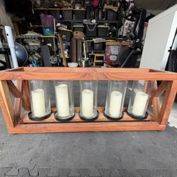 Wooden 5 Candle Centerpiece Holder