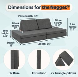 Nugget - The Original Play Couch for Kids - Modular Foam Children's Sofa for Playroom, Imagination, & Creative Open Ended Play - Washable & Convertibl