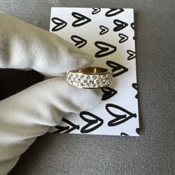 Gold tone with crystals, womens, ring,size 6