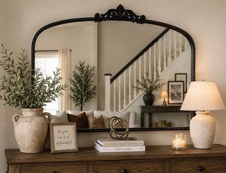 Large Ornate Black Wall Mirror – Vintage French Style Statement Mirror