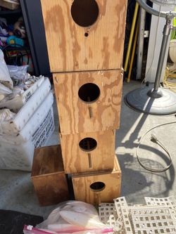 Bird breeding supplies, nest boxes water bottles, miscellaneous