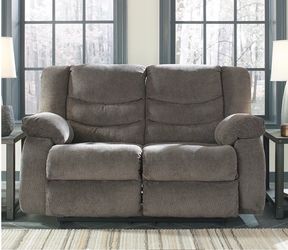 NEW WITH TAGS Ashley Tulen Gray Dual Reclining Loveseat – Both Sides Lay Back