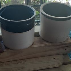 2 Vintage Pottery Crocks 