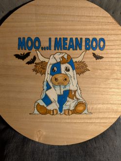 Cow Halloween hanging art