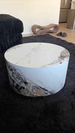 Round Coffee Table Faux Marble Small