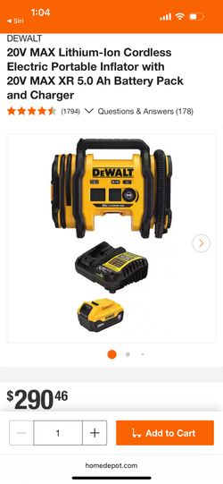 DeWalt 20V. MAX Portable Inflator W/ 5AH & charger