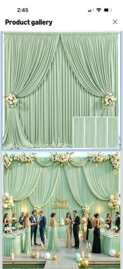 4 Panels Sage Green Backdrop Curtain for Parties Wrinkle Free Dark Green Photo Curtains Backdrop Drapes Fabric Decoration for Baby Shower Birthday Par