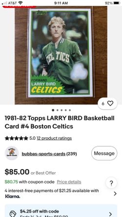 Topps, 1982 second year Larry, bird card