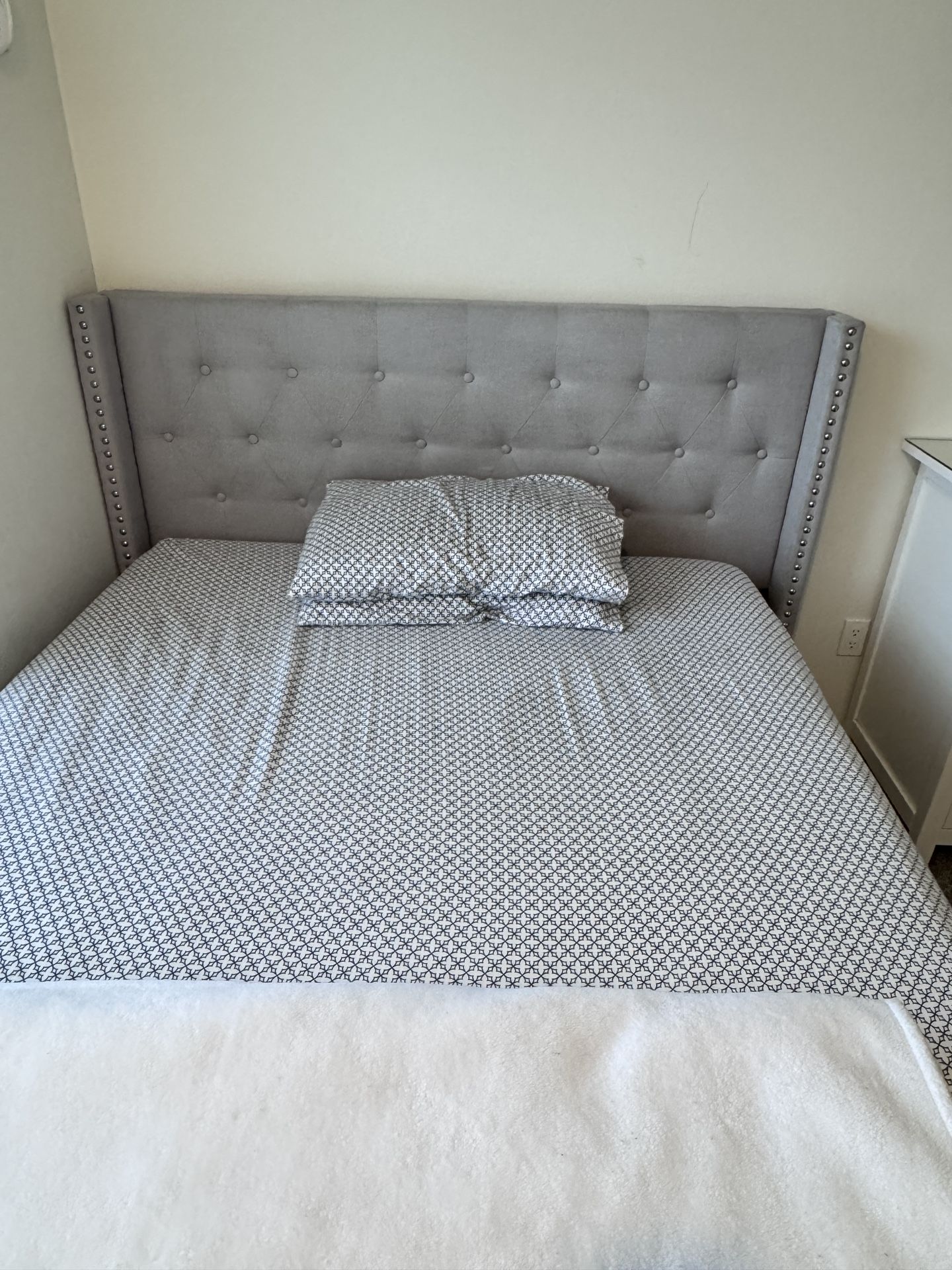 Tufted Bed With Box Spring. Mattress Not Included.