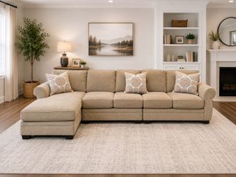 Free Delivery - Clean & Comfy XLarge  Sectional L Couch Sofa Set, Brown