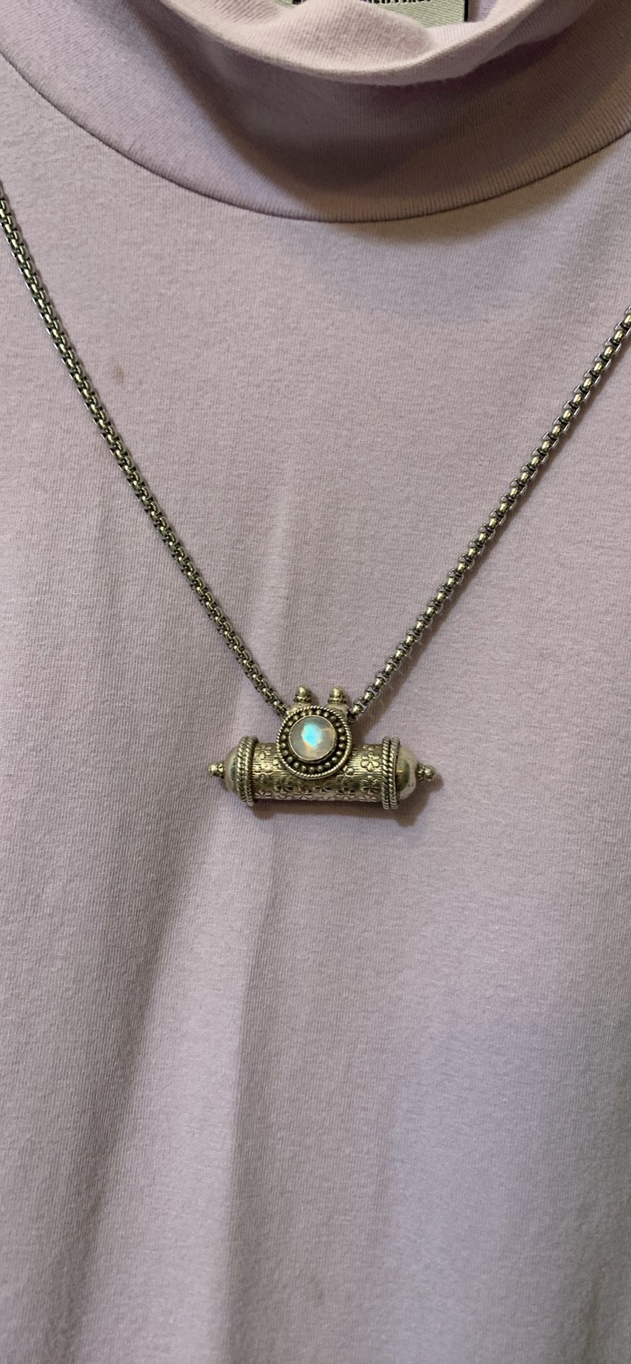 Tibetan Moonstone Prayer Pendant