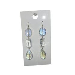 Clear Glass Teardrop w/ Gold Tone Drop Dangle Long Earrings - Forever 21 - New