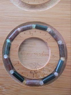 4x13mm indian agate & 4mm cats eye bracelet