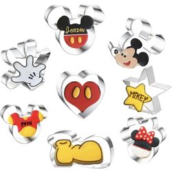 8 Pieces Mickey Mouse Cookie Cutters,Stainless Steel Cutters Mickey Minnie Mouse Shaped Biscuit Molds for Themed Birthday Baby Shower Holiday Parties