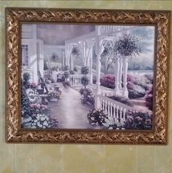 Renown Artist Betsy Brown Signed Framed Victorian Porch Garden Wall Art