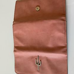 Blush Pink Faux Leather Western Cactus Wallet Clutch Snap Closure