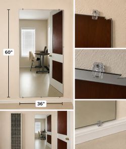 36” x 60” Frameless Full-Length Mirror – Great for Home Gym, Bedroom or Closet