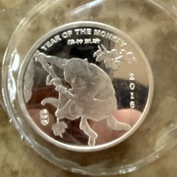 2016 1oz Year Of The Monkey Silver Coin 