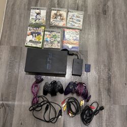 PlayStation 2 Fat Console PS2 Controllers-Memory Card,multitap,6 games