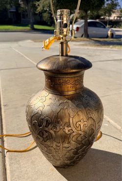• Vintage 27" Etched Brass Ginger Jar Table Lamp $85 obo