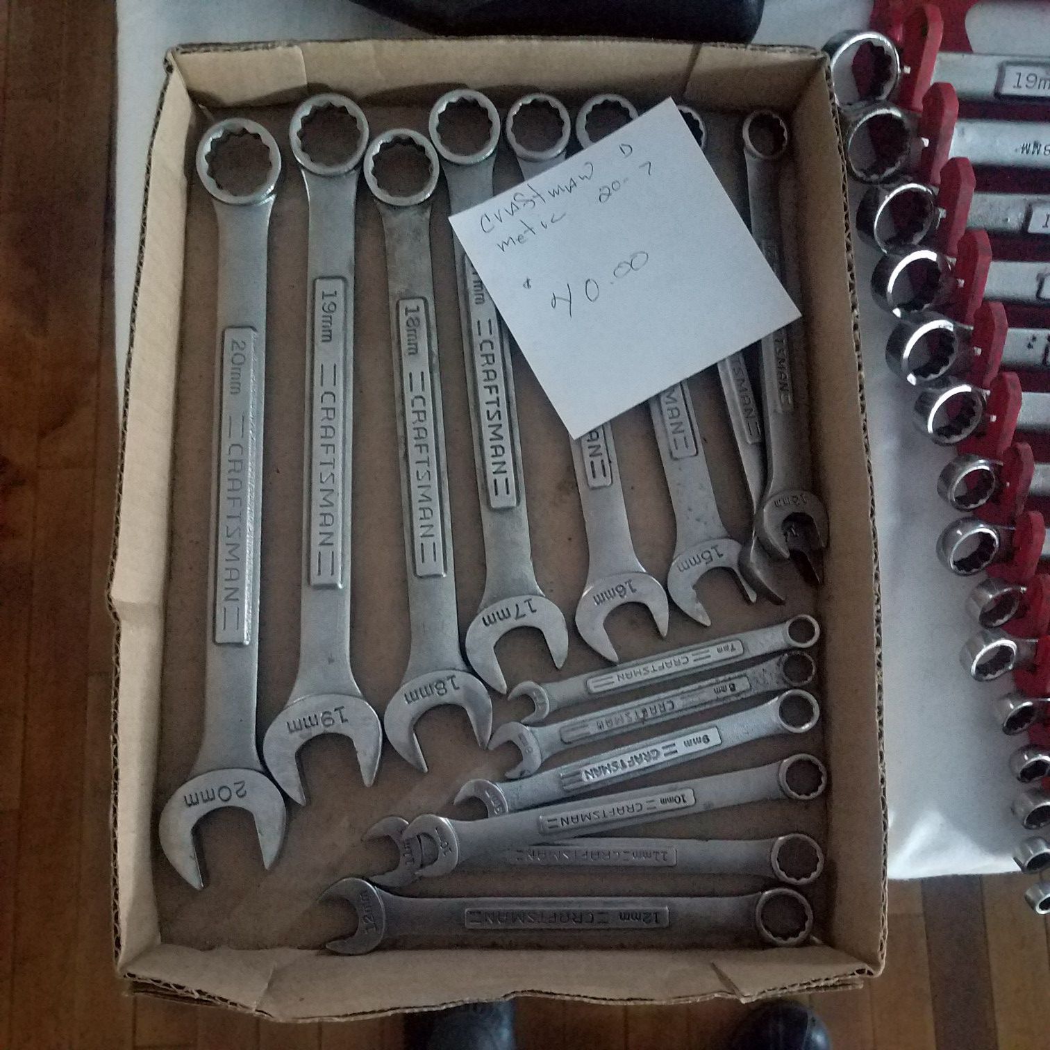 2 Craftsman sets open and box end wrench set and metric set